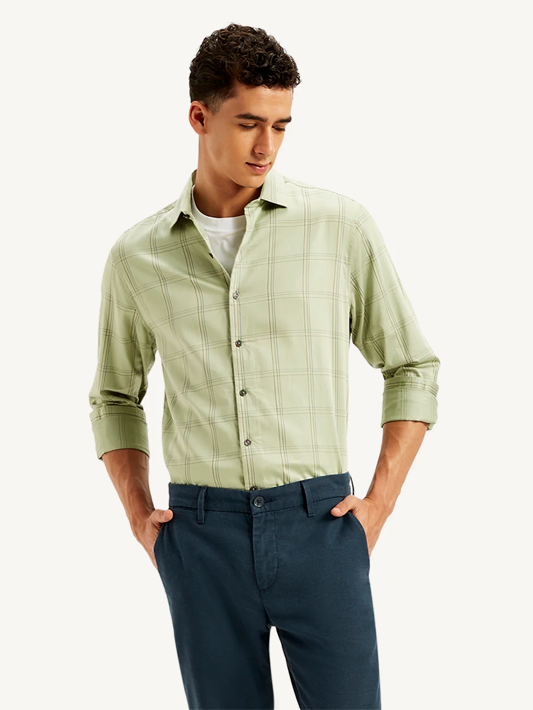 Men's Redloop Checkered Spread Collar Shirt