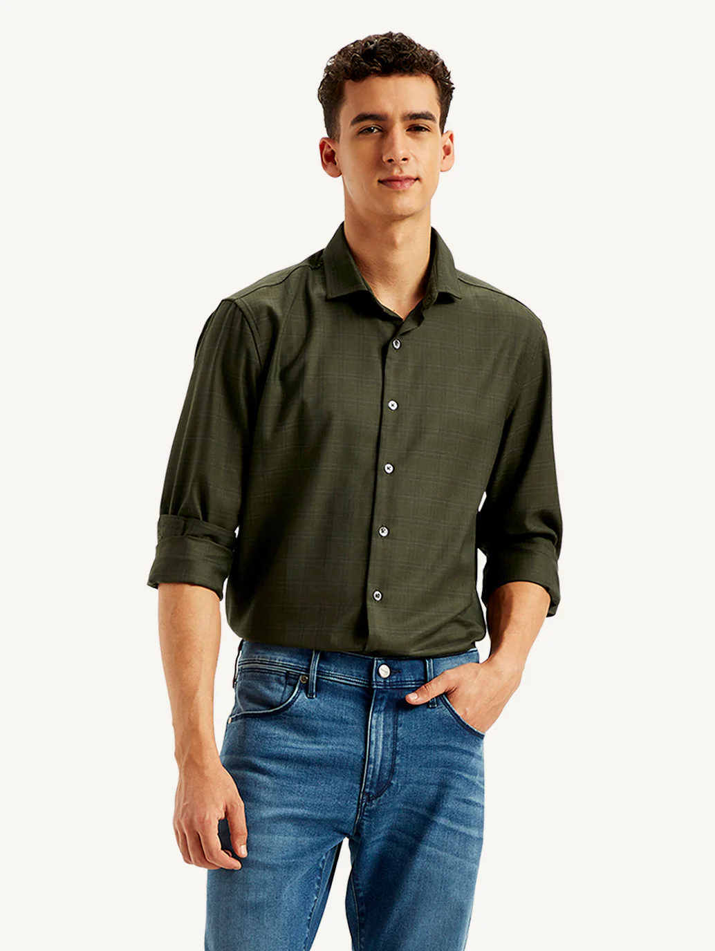 Men's Redloop Checkered Spread Collar Shirt - Image 2