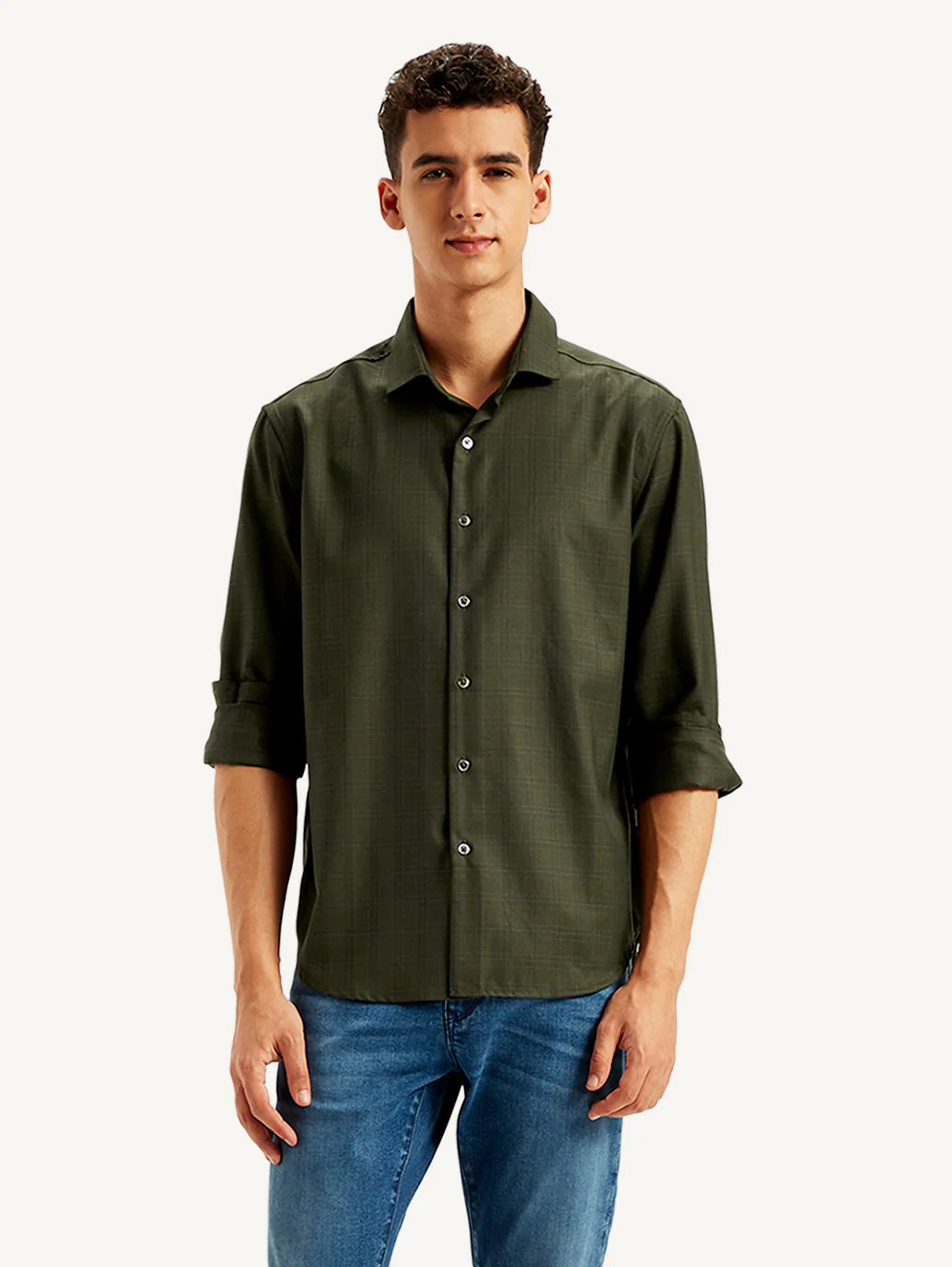 Men's Redloop Checkered Spread Collar Shirt - Image 3
