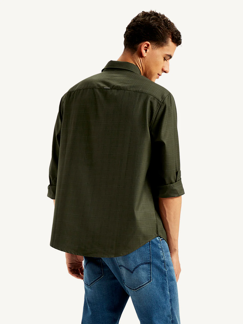 Men's Redloop Checkered Spread Collar Shirt - Image 4