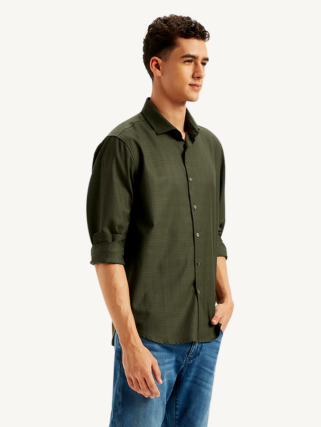 Men's Redloop Checkered Spread Collar Shirt - Image 6