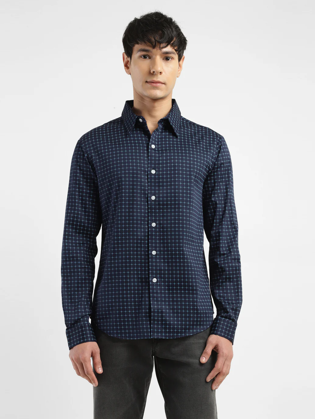 Men's Redloop Checkered Spread Collar Shirt - Image 2
