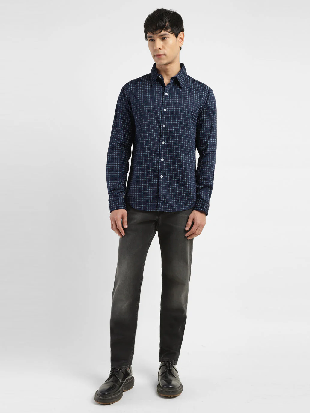 Men's Redloop Checkered Spread Collar Shirt - Image 6
