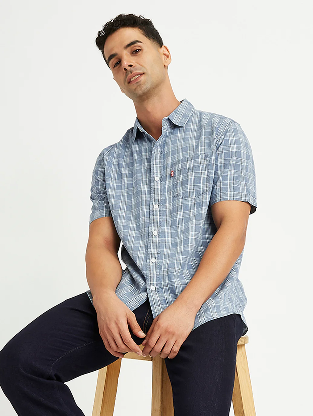 Men's Checkered Spread Collar Shirt - Image 5