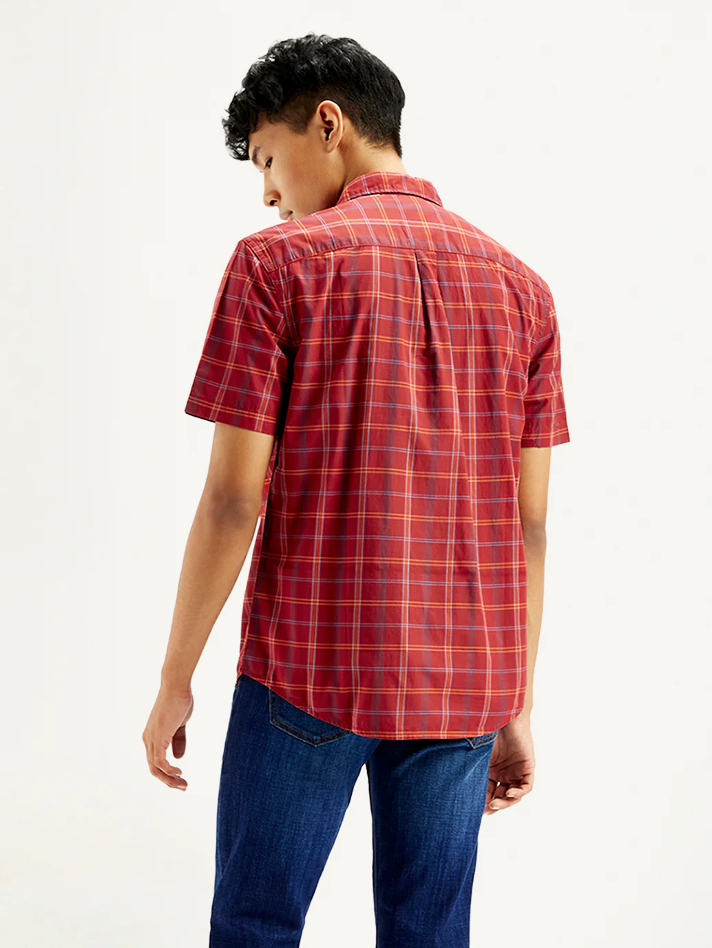 Men's Checkered Spread Collar Shirt - Image 3