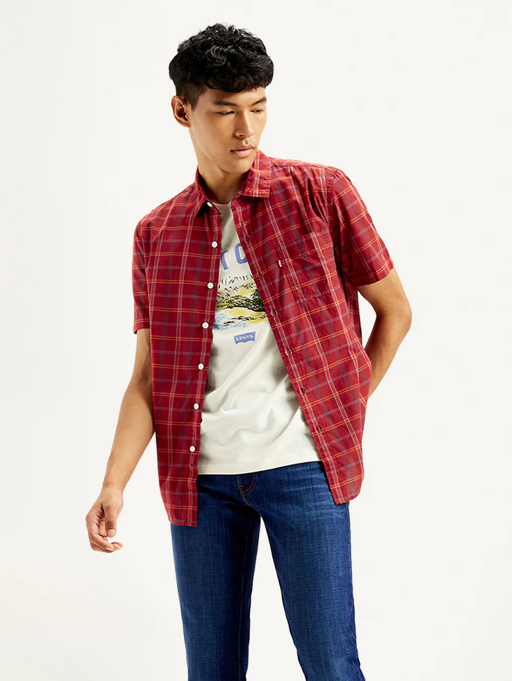 Men's Checkered Spread Collar Shirt - Image 5
