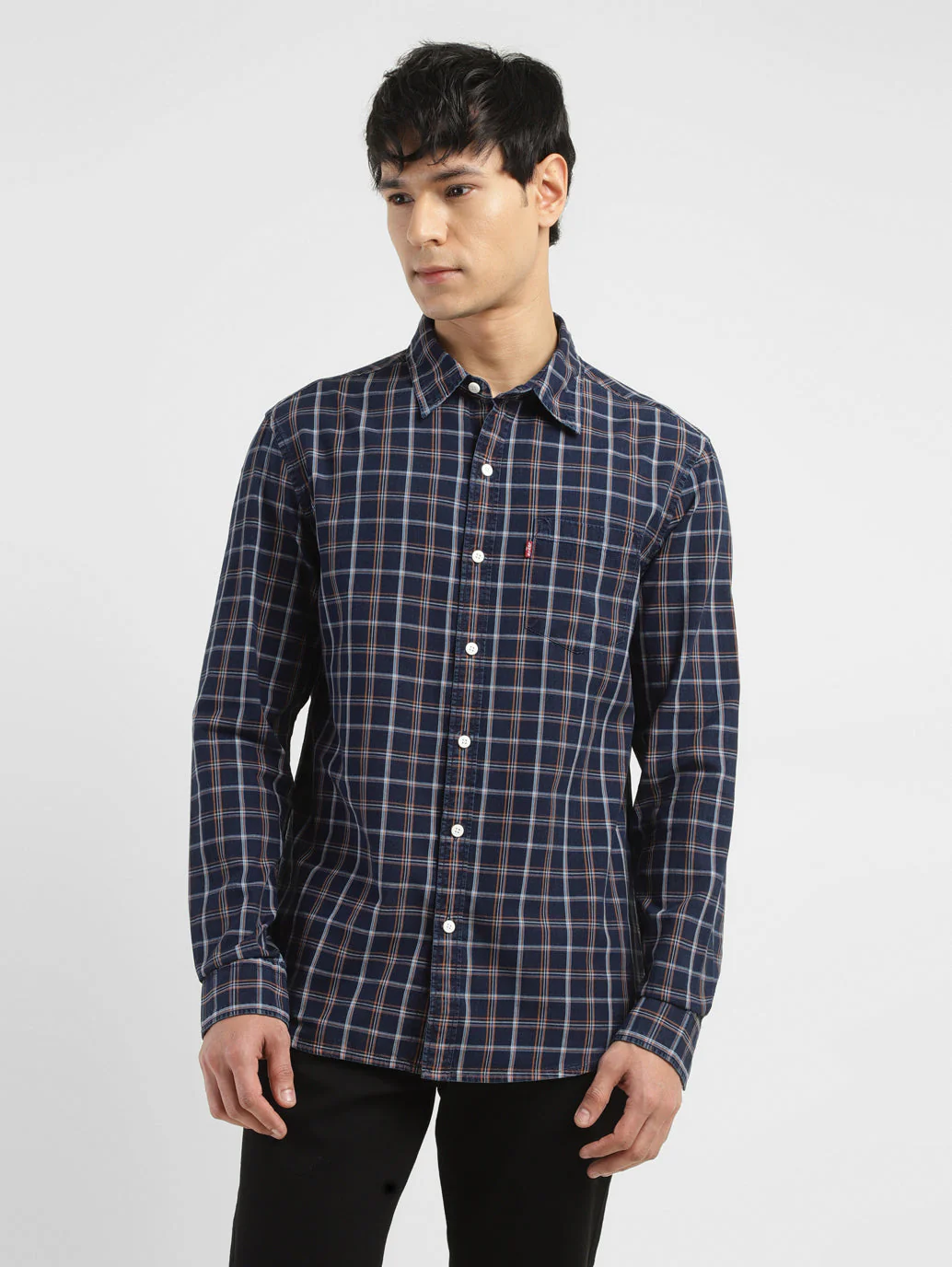 Men's Checkered Spread Collar Shirt - Image 2
