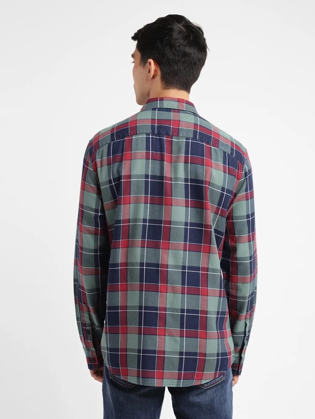 Men's Checkered Spread Collar Shirt - Image 3