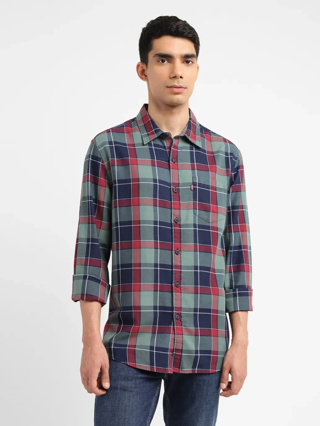 Men's Checkered Spread Collar Shirt - Image 6