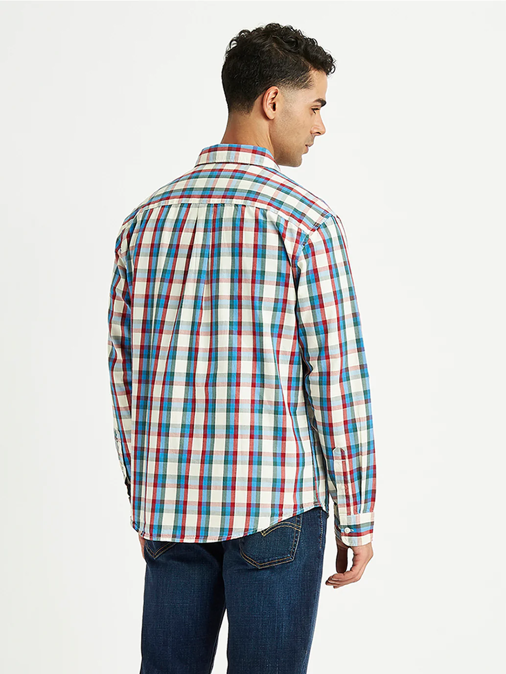 Men's Checkered Spread Collar Shirt - Image 2