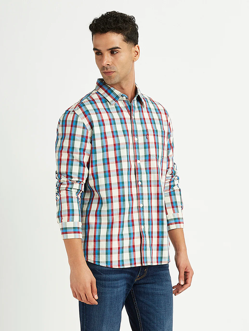 Men's Checkered Spread Collar Shirt - Image 4