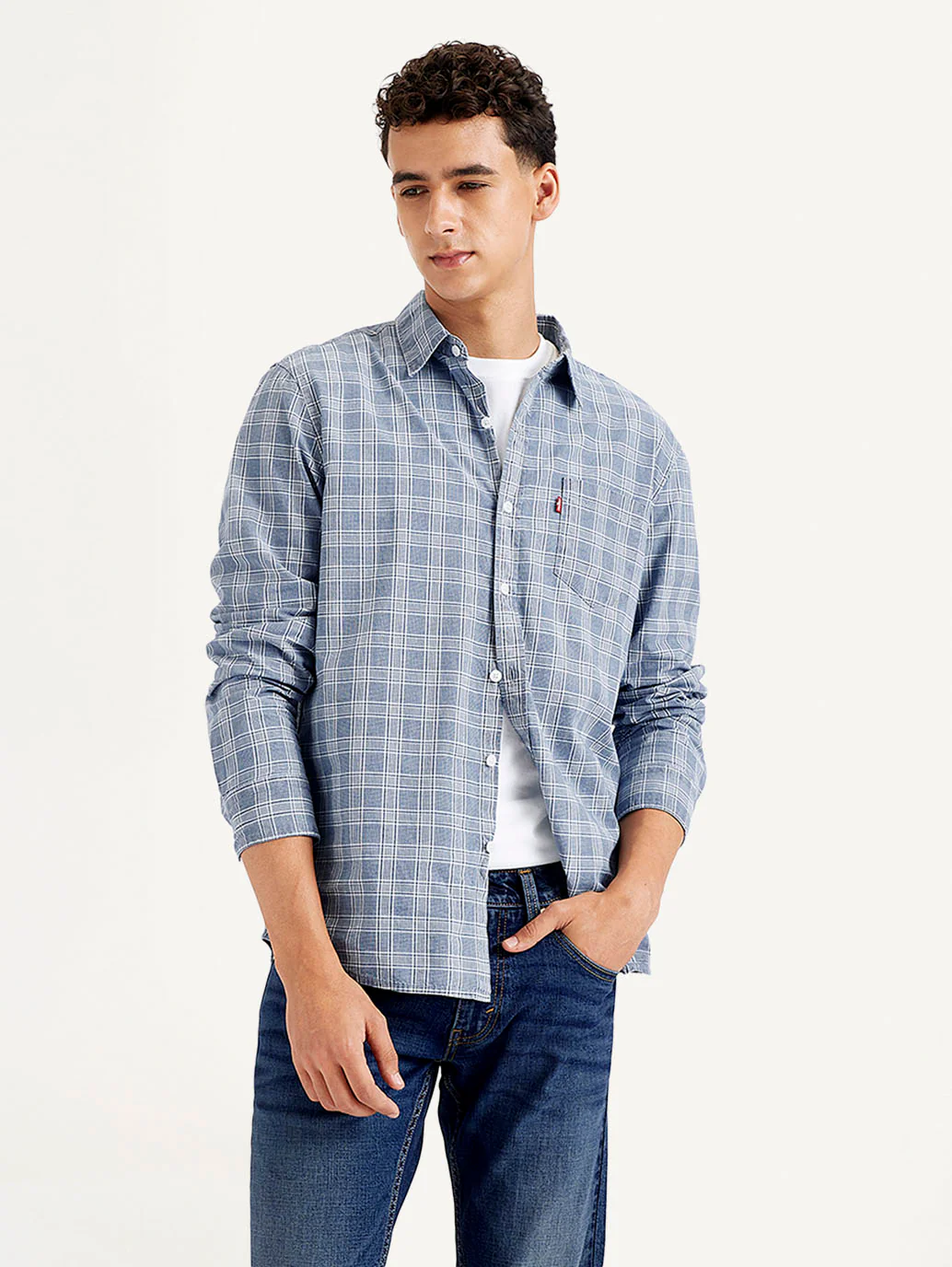 Men's Checkered Spread Collar Shirt - Image 4