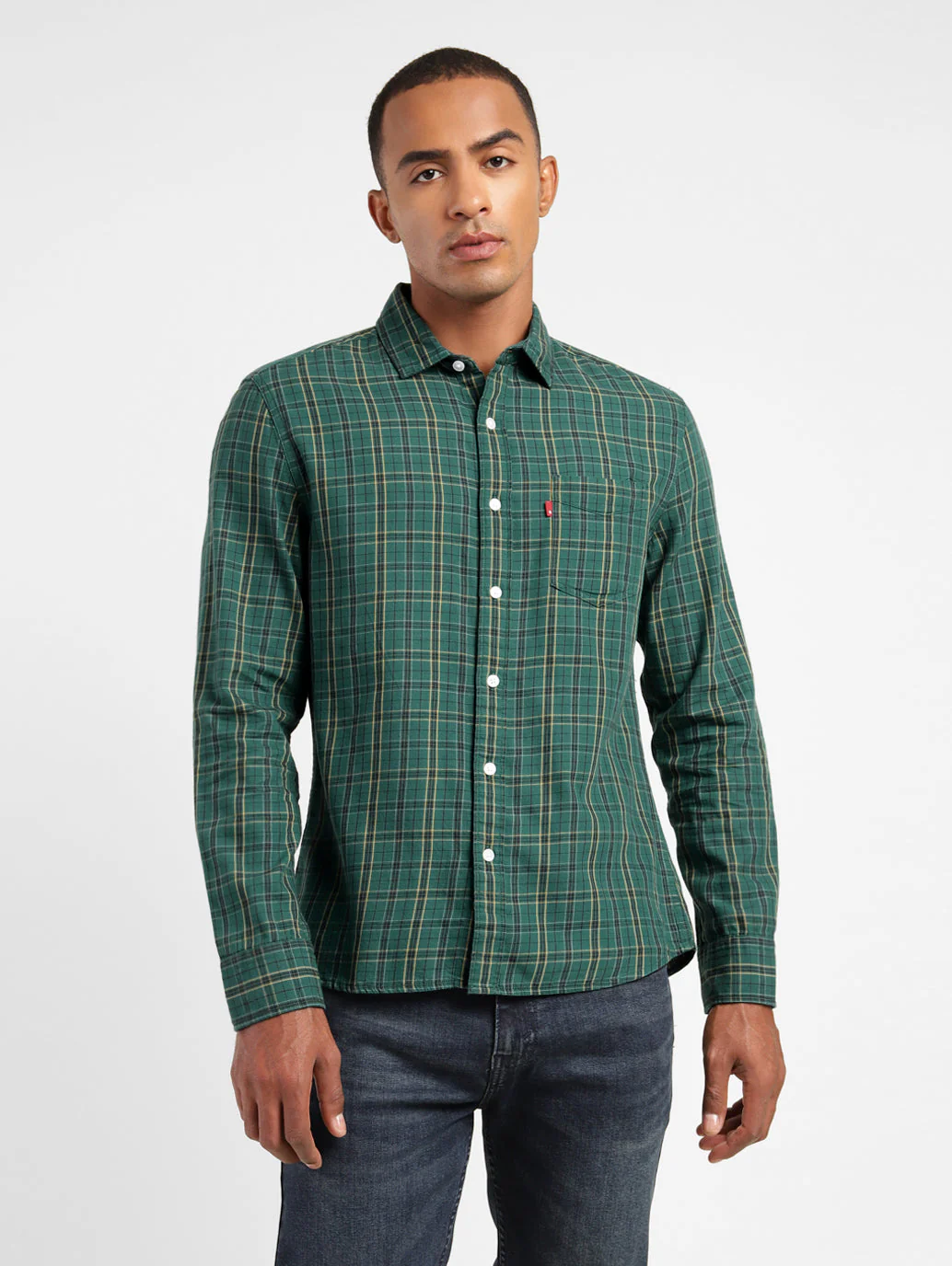 Men's Checkered Spread Collar Shirt - Image 2