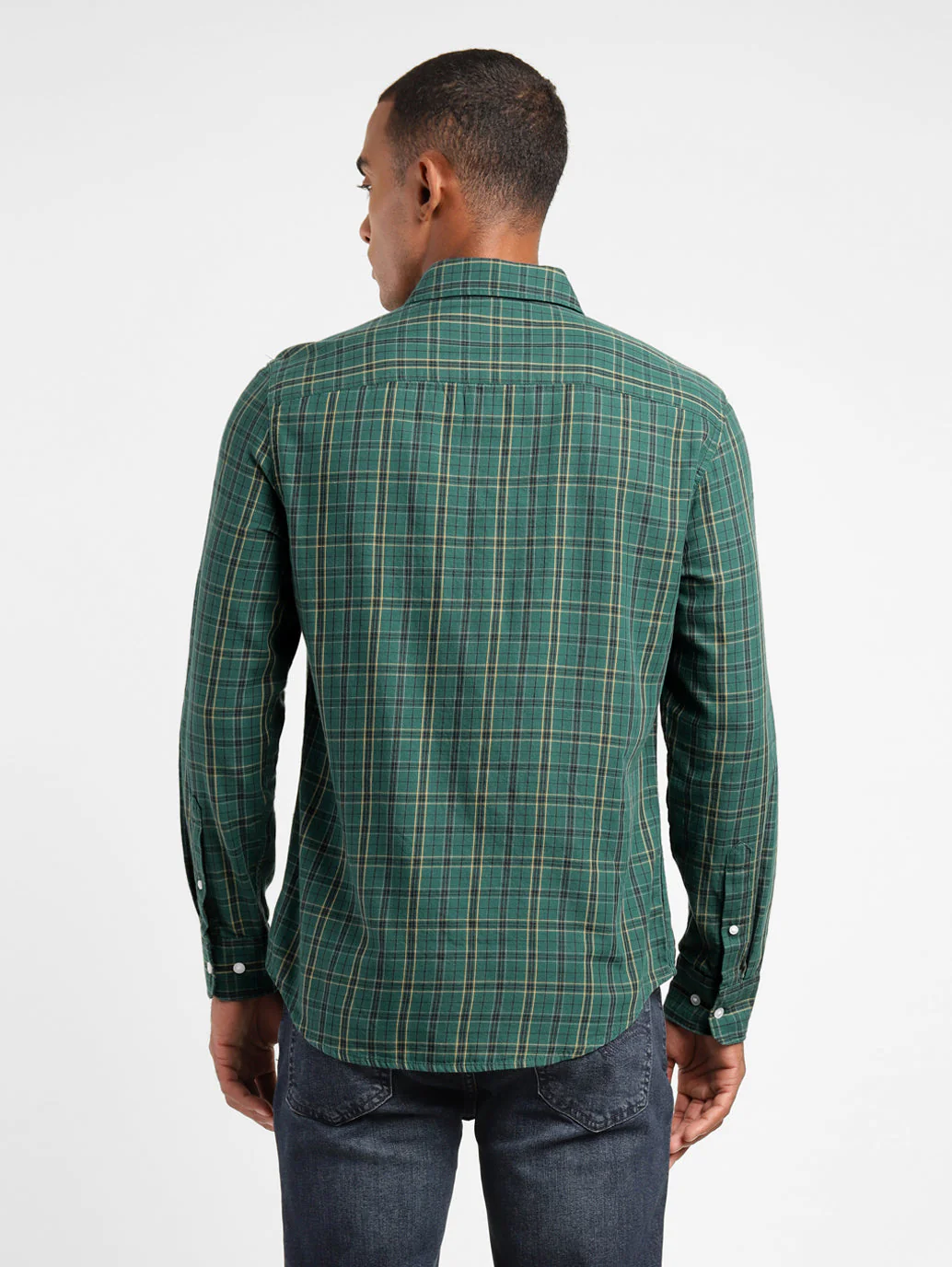 Men's Checkered Spread Collar Shirt - Image 3