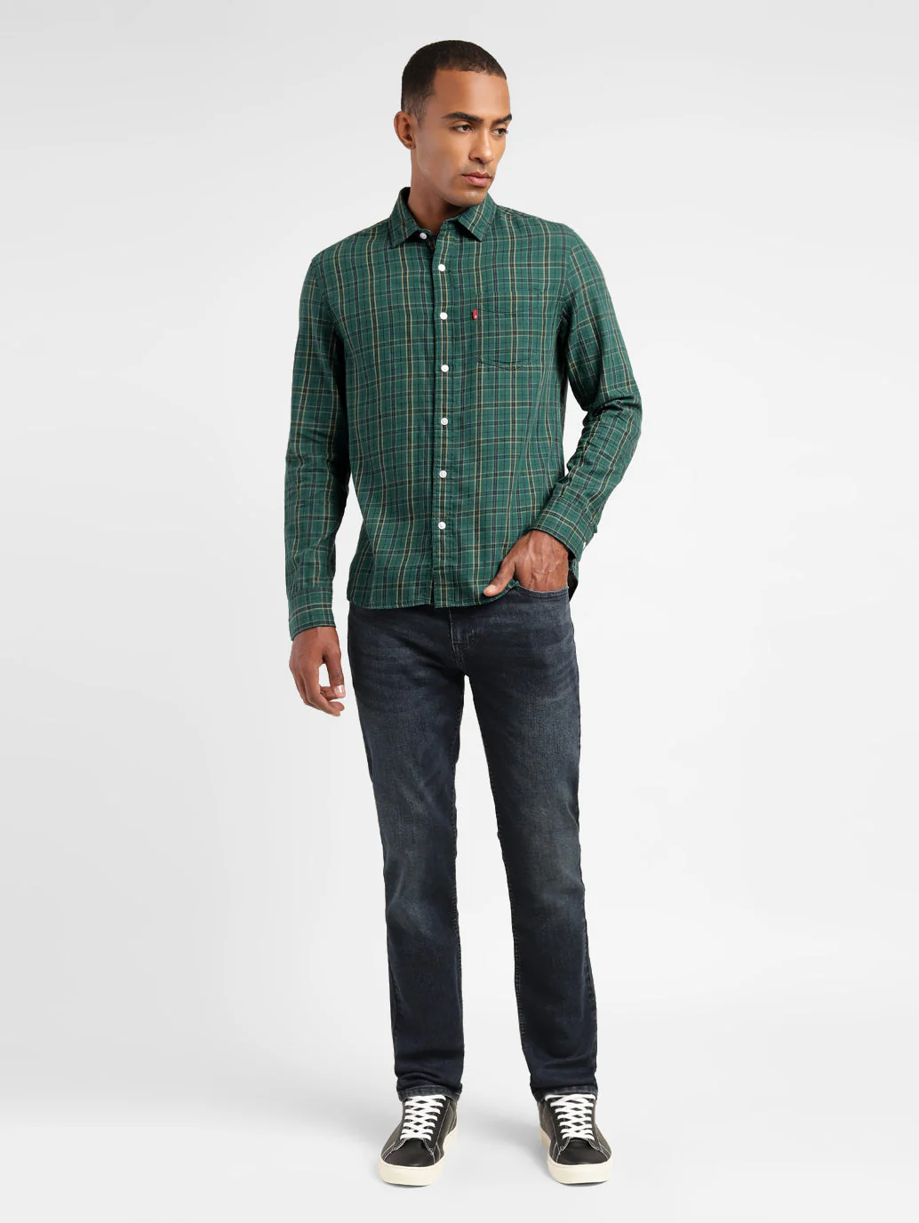 Men's Checkered Spread Collar Shirt - Image 5