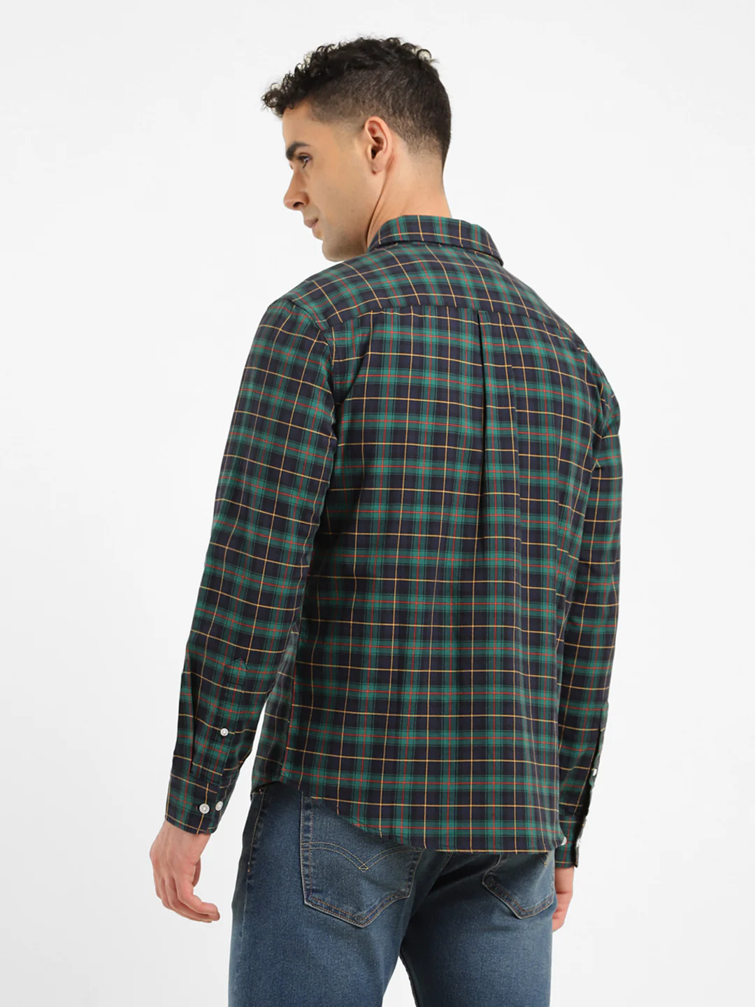 Men's Checkered Spread Collar Shirt - Image 3