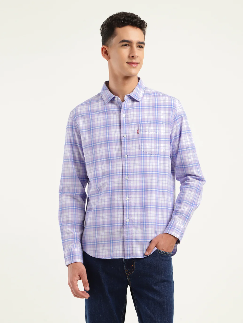 Men's Checkered Spread Collar Shirt - Image 3