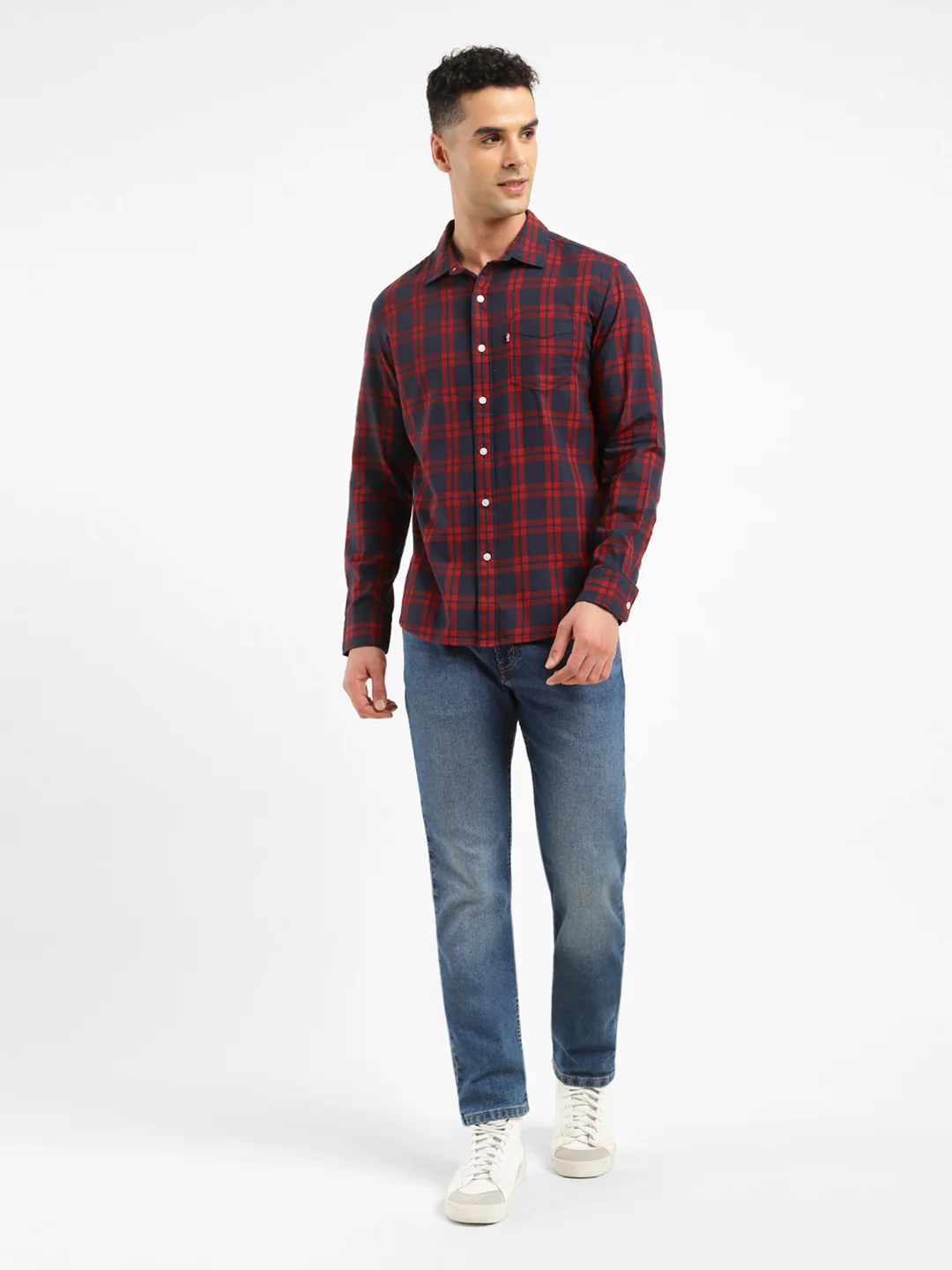 Men's Checkered Spread Collar Shirt - Image 2