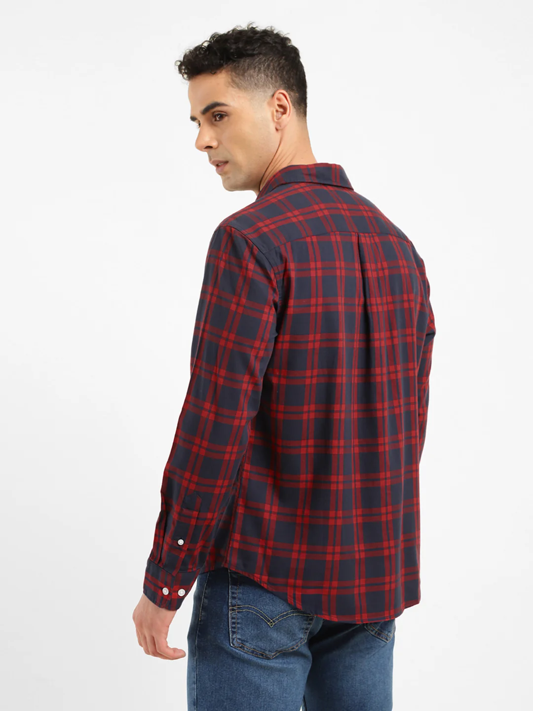Men's Checkered Spread Collar Shirt - Image 3