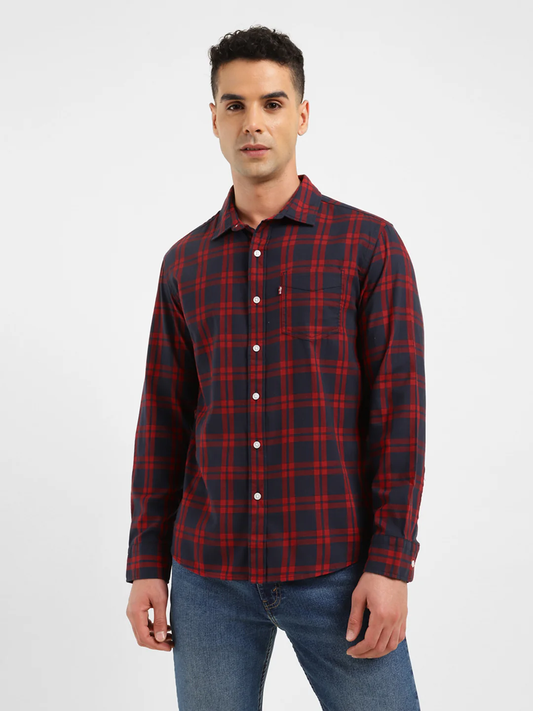 Men's Checkered Spread Collar Shirt - Image 6