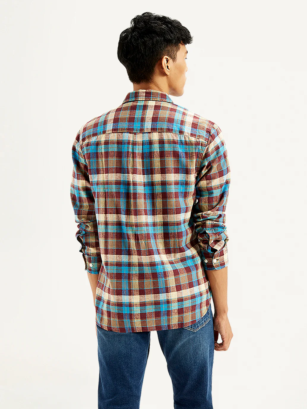 Men's Checkered Spread Collar Shirt - Image 3