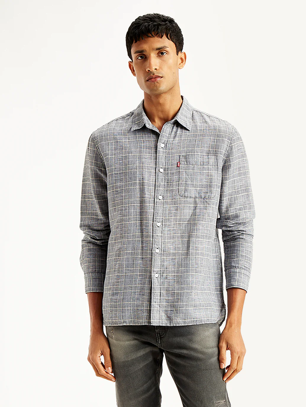 Men's Checkered Spread Collar Shirt - Image 2