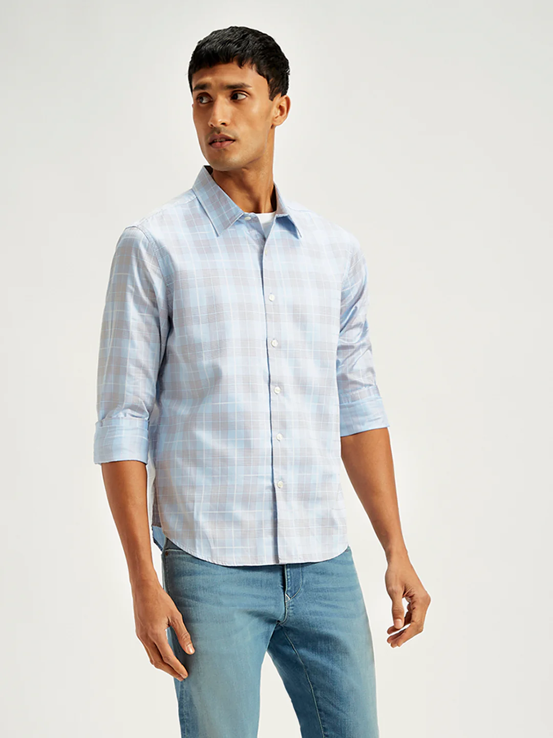 Men's Redloop Checkered Spread Collar Shirt - Image 3