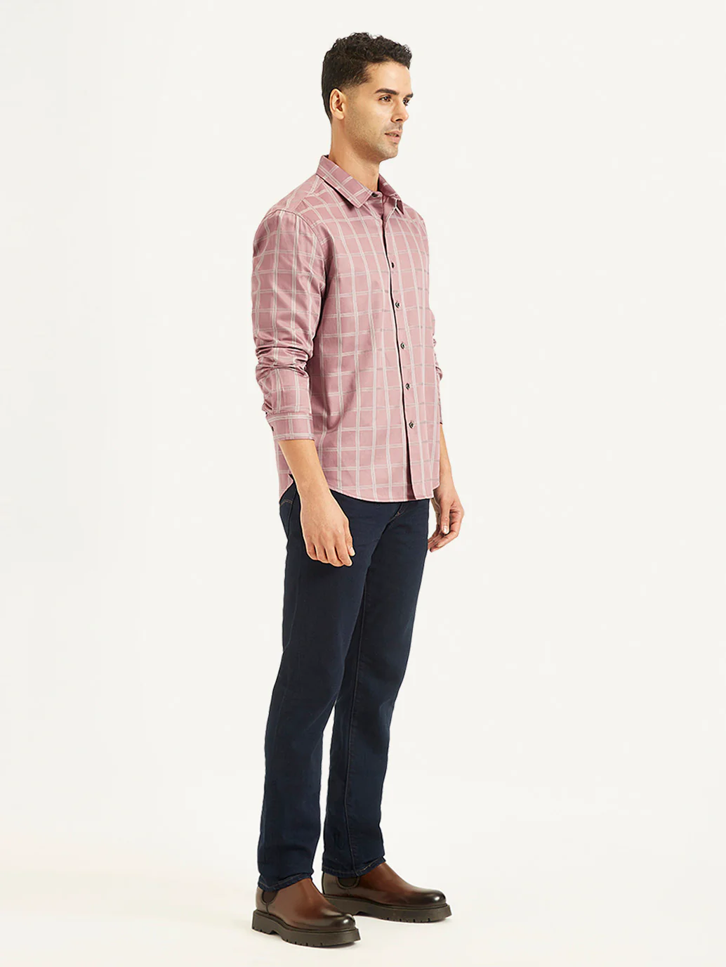 Men's Redloop Checkered Spread Collar Shirt - Image 3