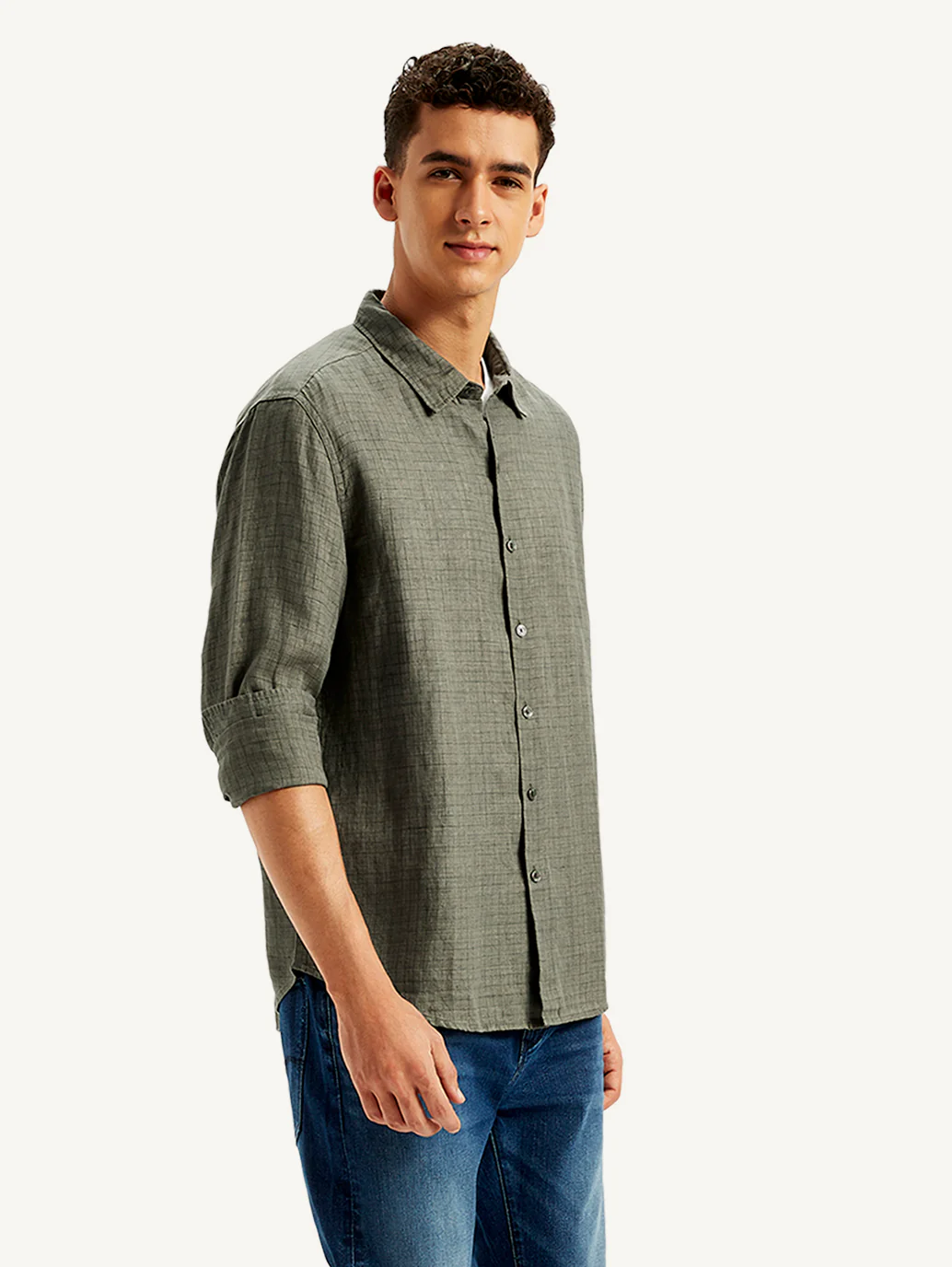Men's Redloop Checkered Spread Collar Shirt - Image 5