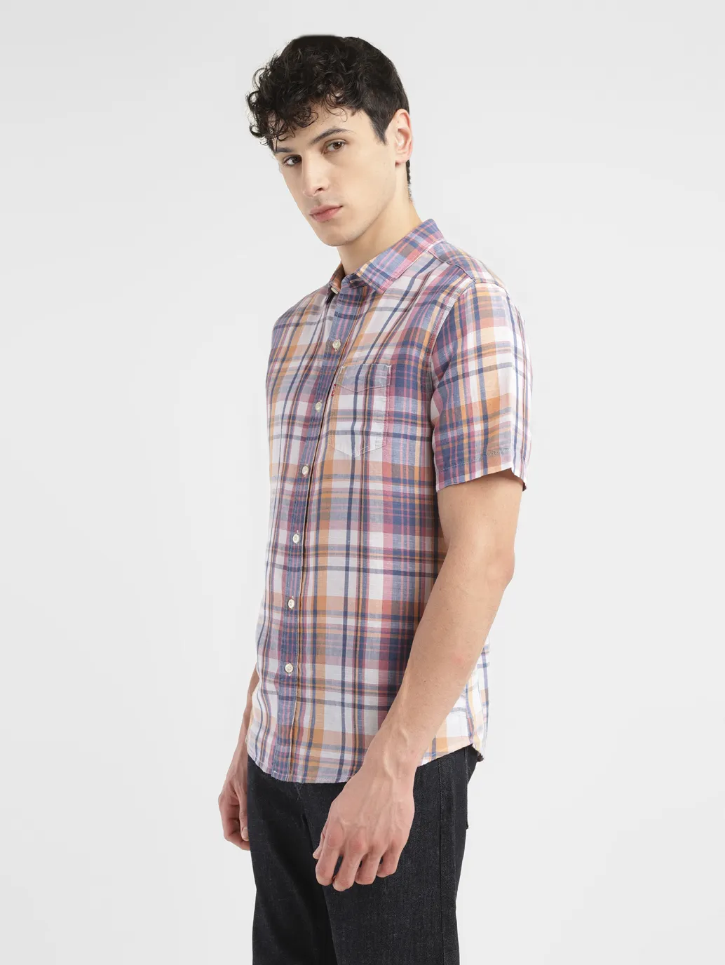 Men's Checkered Spread Slim Fit Shirt - Image 4