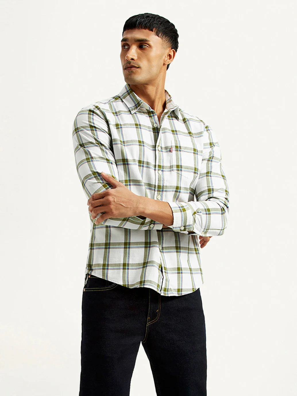 Men's Checkered White Slim Fit Shirt