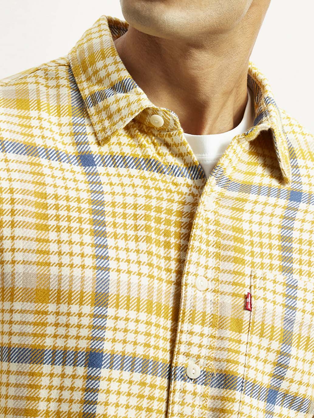 Men's Checkered Yellow Relaxed Fit Shirt - Image 4