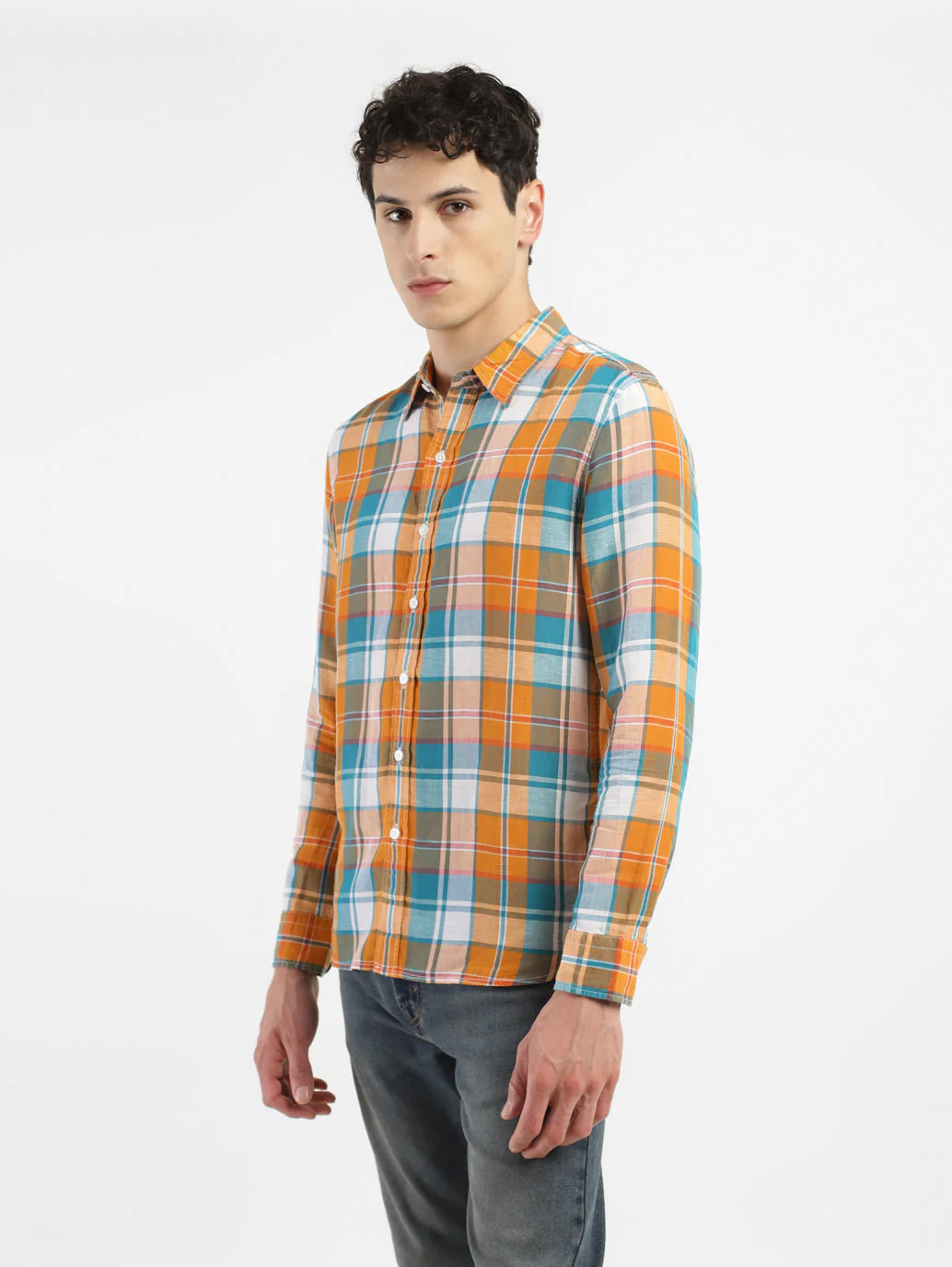 Men's Chekered Slim Fit Linen Shirts - Image 3