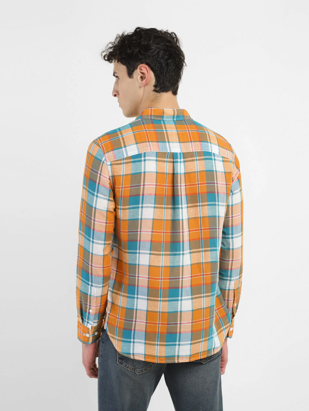 Men's Chekered Slim Fit Linen Shirts - Image 4