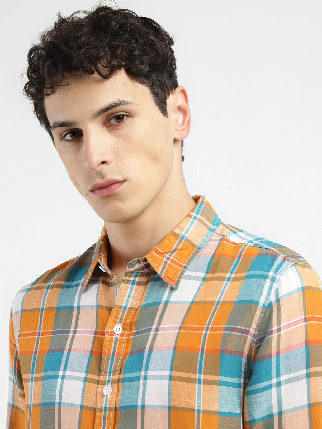 Men's Chekered Slim Fit Linen Shirts - Image 5