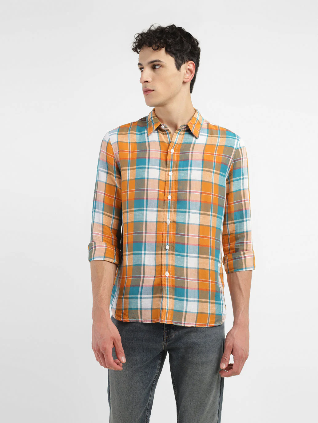 Men's Chekered Slim Fit Linen Shirts - Image 6