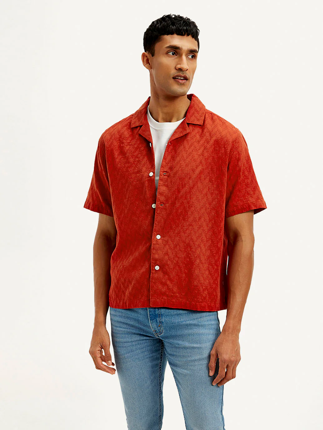 Men's Resort Collar Chevron Loose Fit Shirt