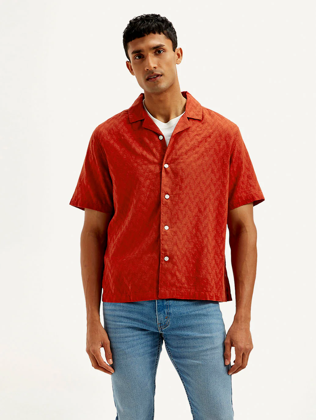 Men's Resort Collar Chevron Loose Fit Shirt - Image 2