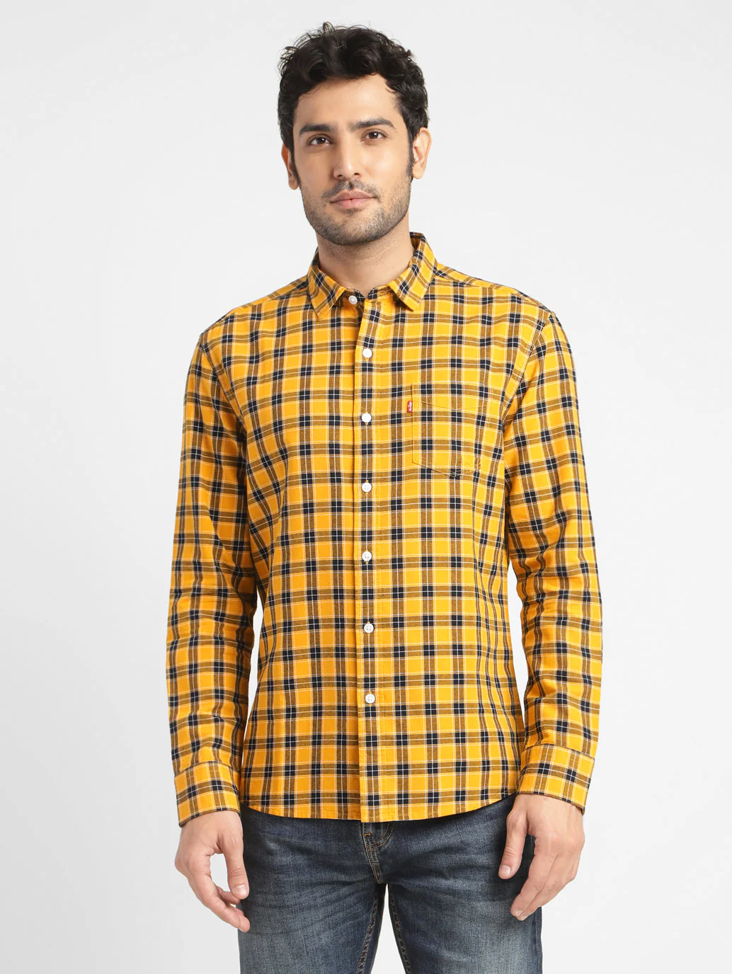 Men's Checkered Spread Collar Shirt