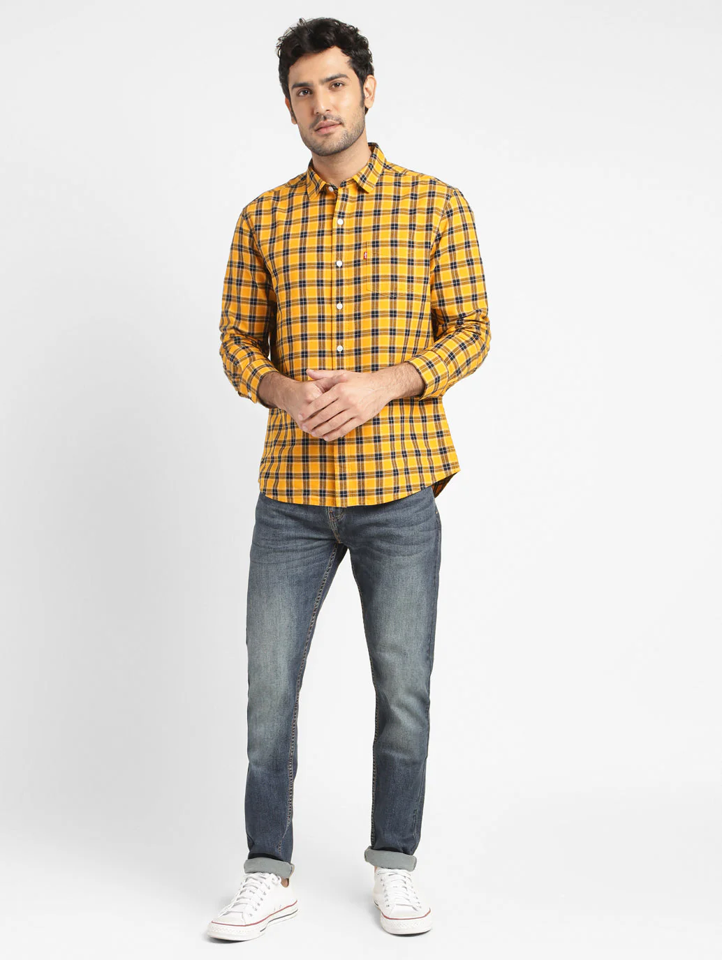 Men's Checkered Spread Collar Shirt - Image 2