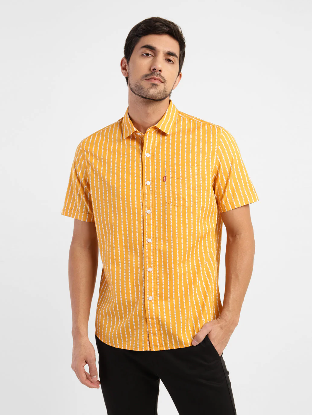 Men's Striped Spread Collar Shirt - Image 2