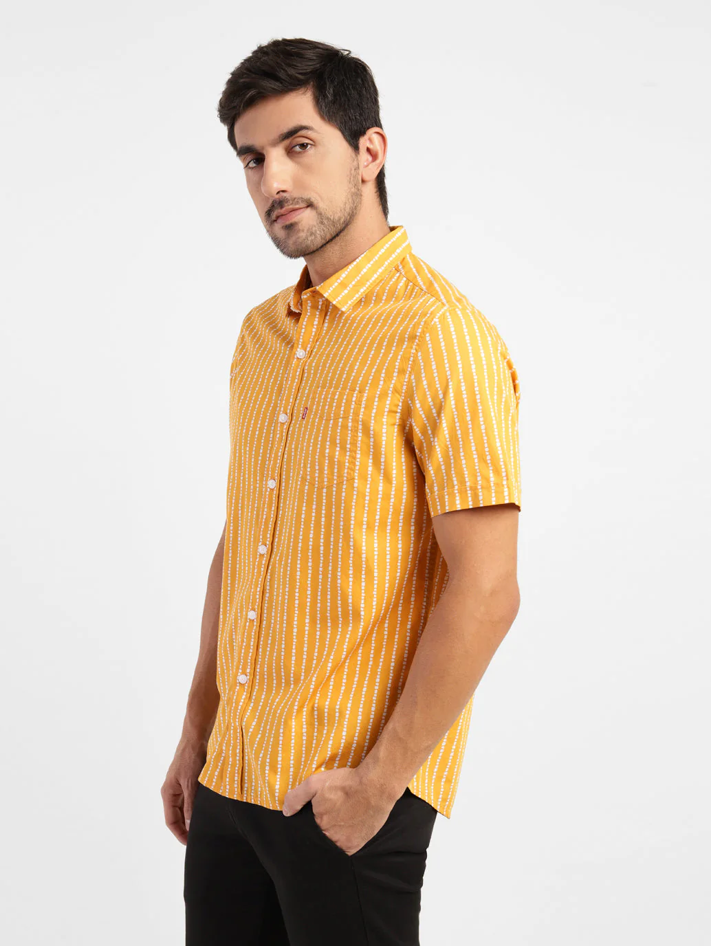 Men's Striped Spread Collar Shirt - Image 4