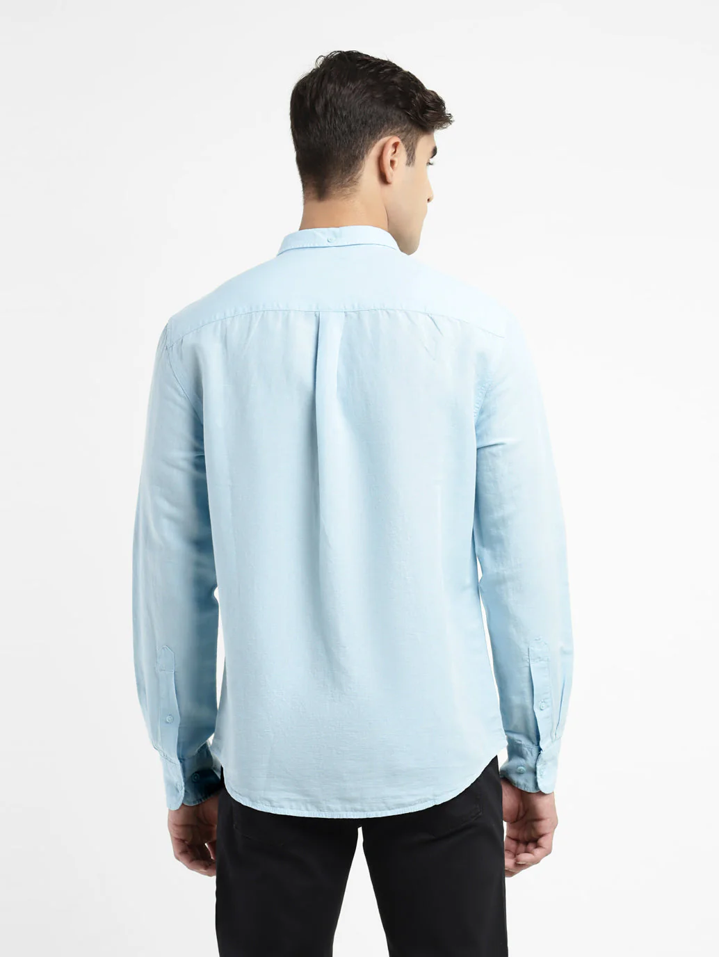 Men's Solid Spread Collar Shirt - Image 3