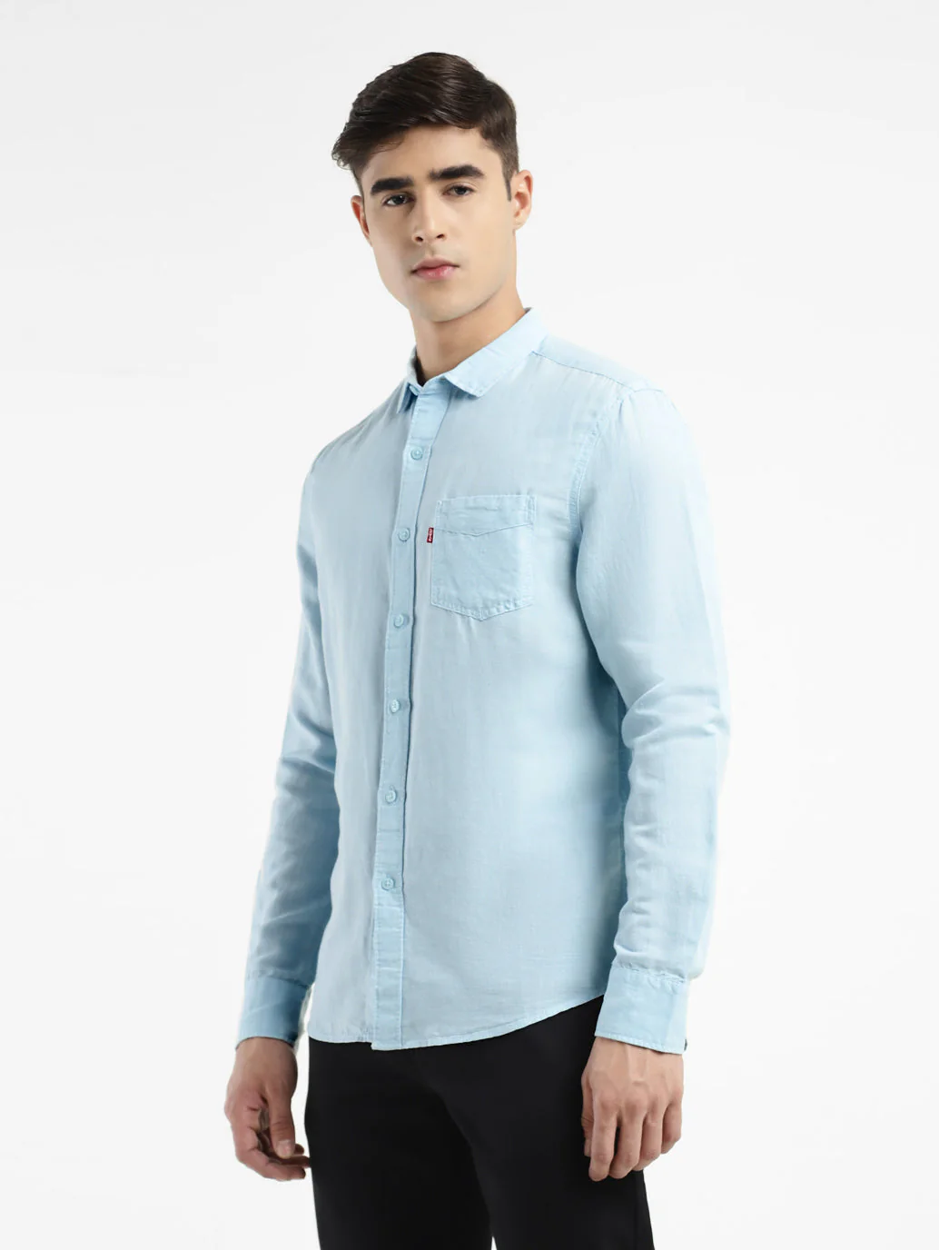 Men's Solid Spread Collar Shirt - Image 4