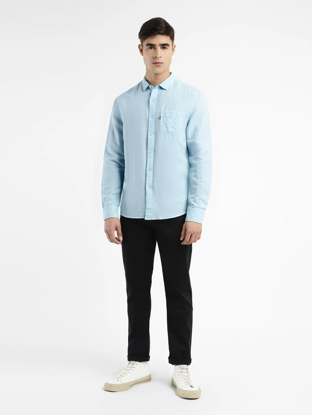 Men's Solid Spread Collar Shirt - Image 5