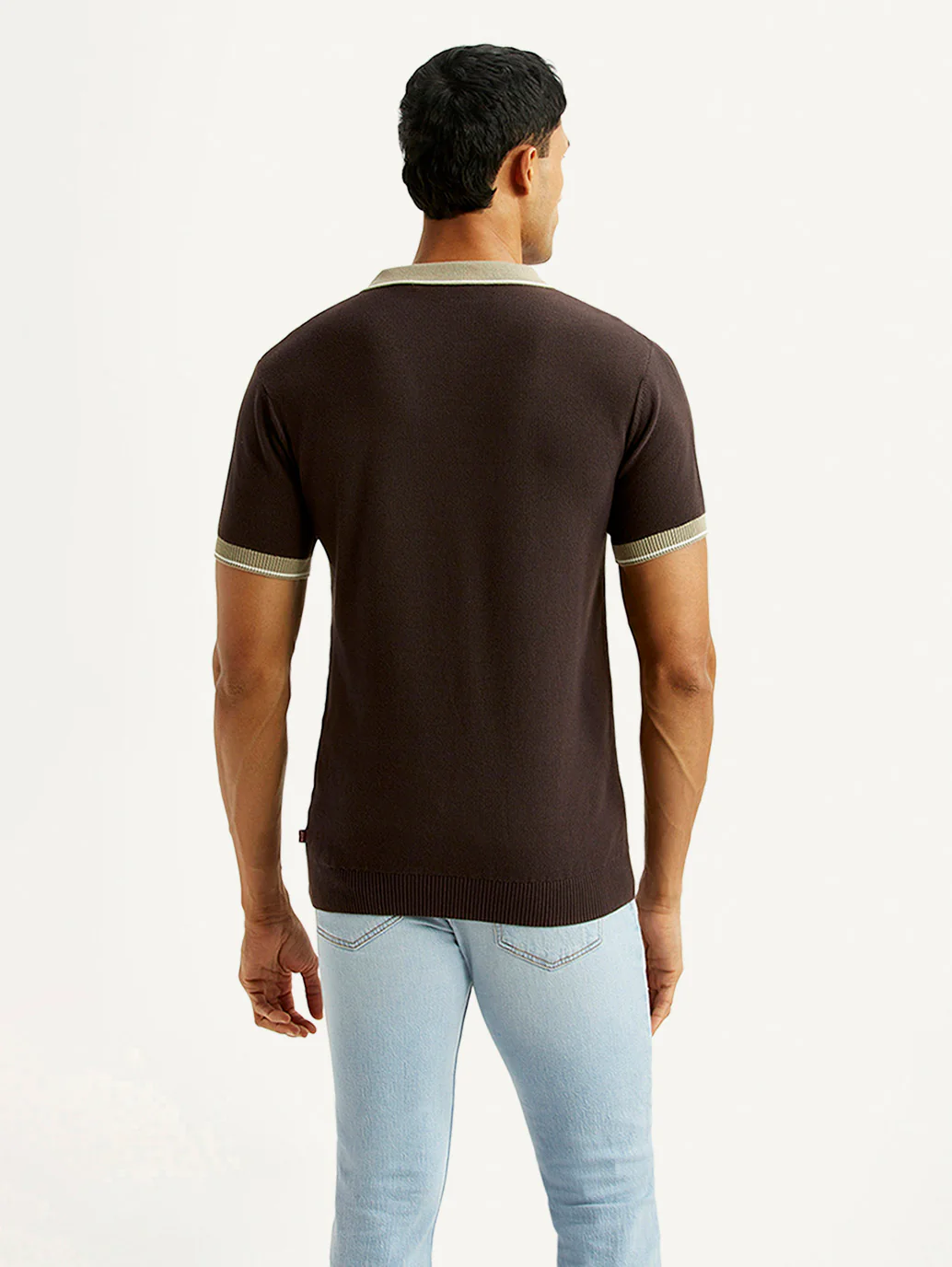 Men's Colorblock Brown Polo T-shirt - Image 2
