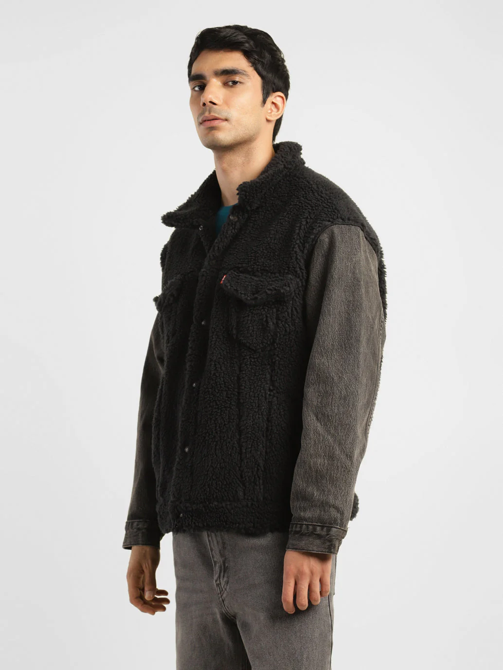 Men's Colorblock Black Collar Neck Tailored Jacket - Image 3