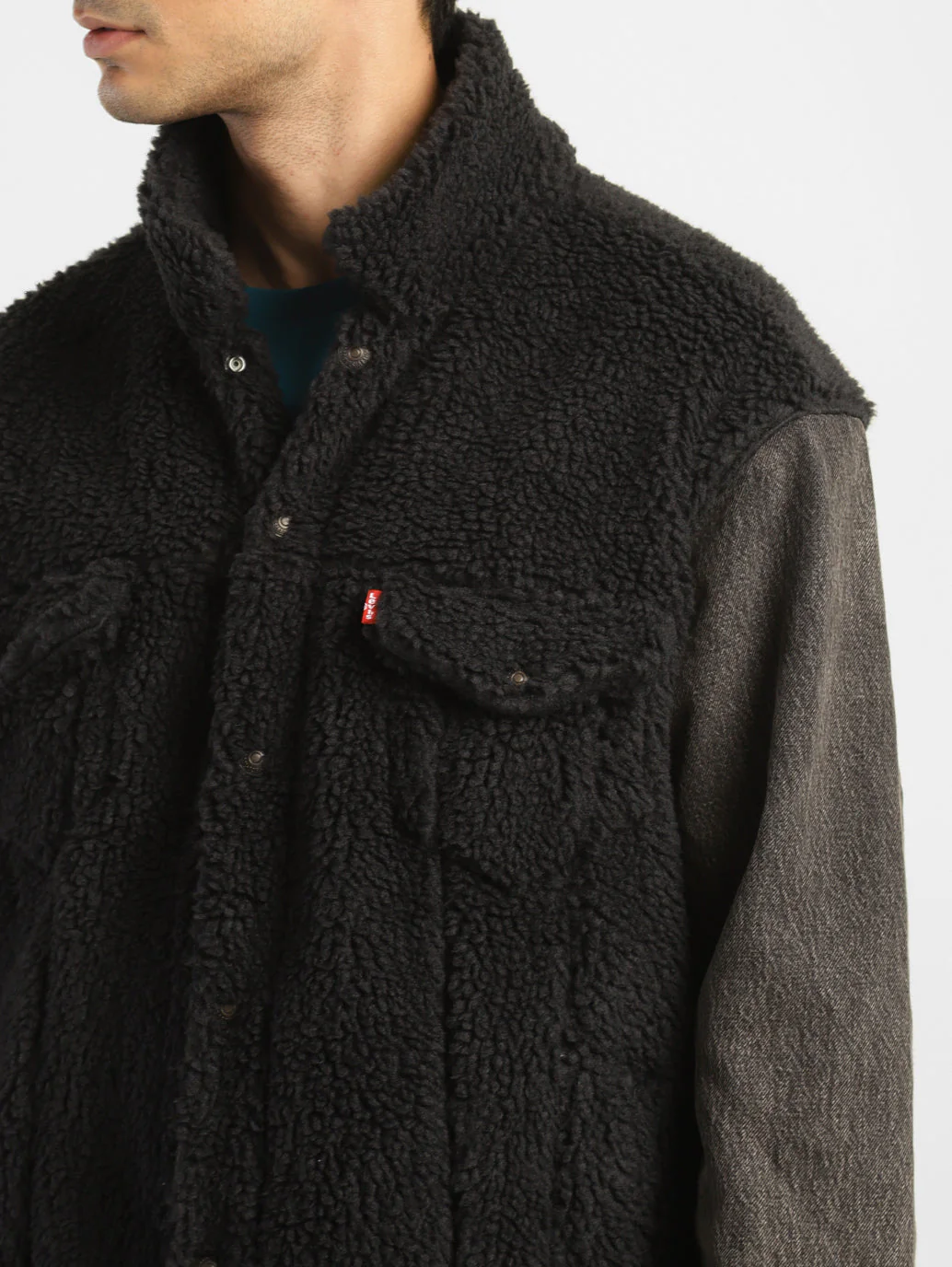 Men's Colorblock Black Collar Neck Tailored Jacket - Image 6