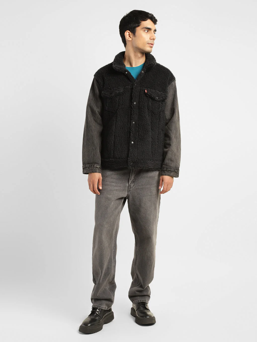 Men's Colorblock Black Collar Neck Tailored Jacket - Image 7