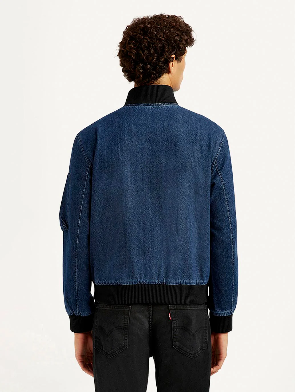 Men's Colorblock Dark Blue Denim Jacket - Image 3